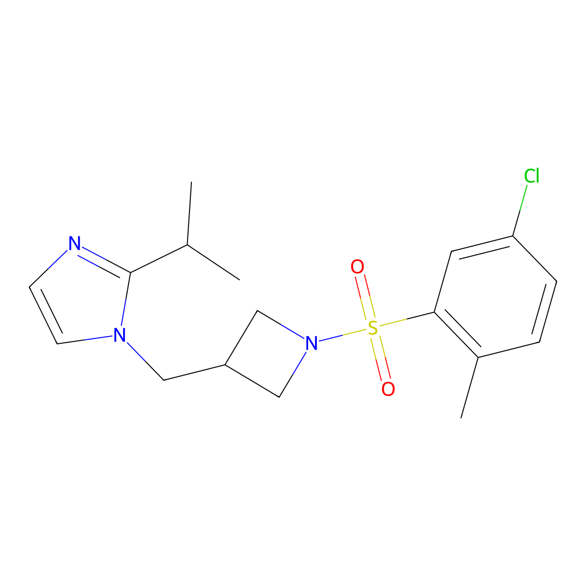 1-{[1-(5-chloro-2-methylbenzenesulfonyl)azetidin-3-yl]methyl}-2-(propan-2-yl)-1H-imidazole molecular structure, CAS 2770619-07-1