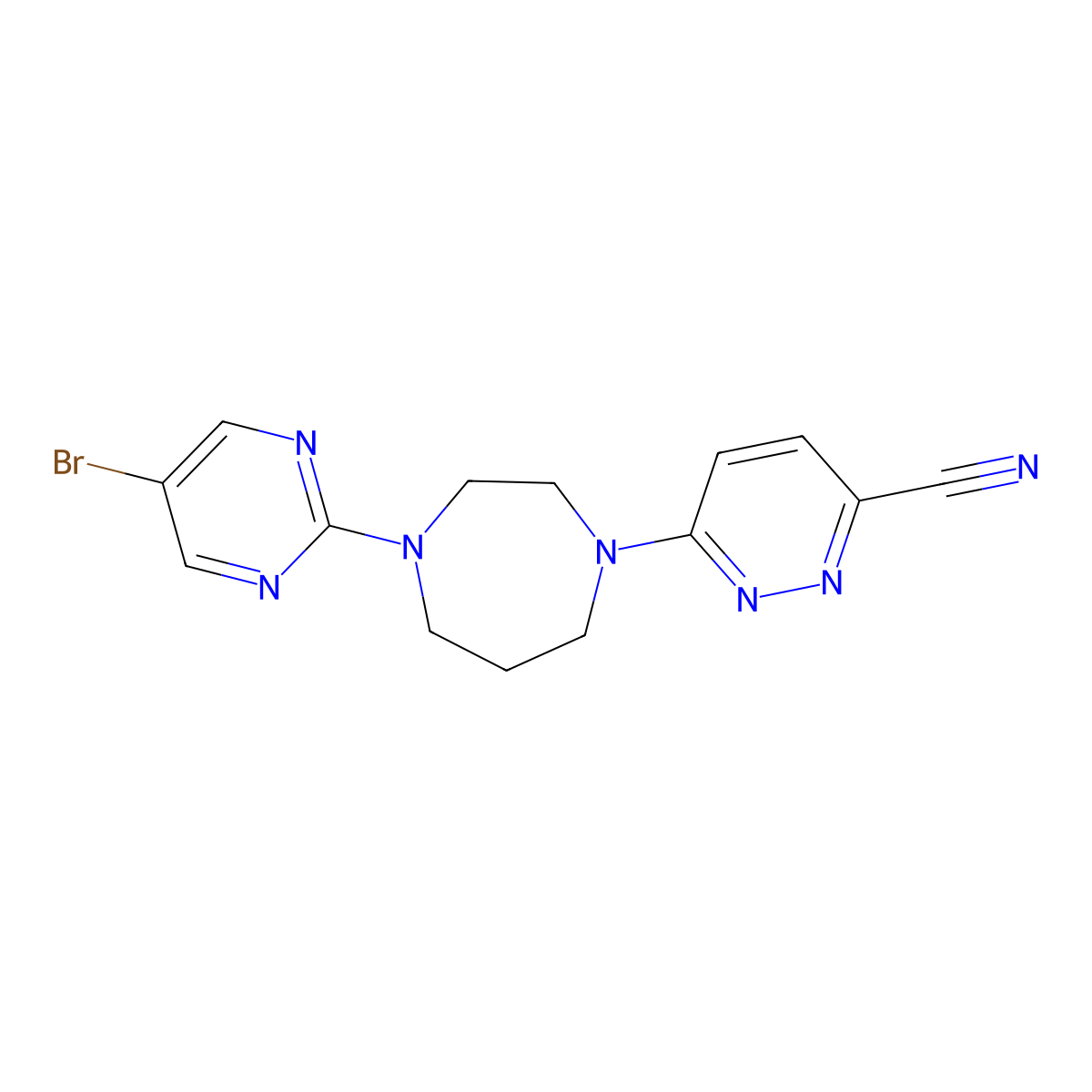 6-[4-(5-Bromopyrimidin-2-yl)-1,4-diazepan-1-yl]pyridazine-3-carbonitrile molecular structure, CAS 2770619-08-2