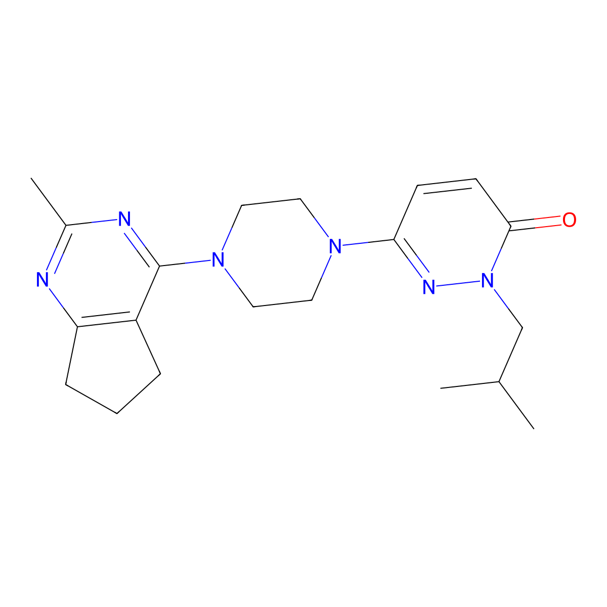 6-(4-{2-methyl-5H,6H,7H-cyclopenta[d]pyrimidin-4-yl}piperazin-1-yl)-2-(2-methylpropyl)-2,3-dihydropyridazin-3-one molecular structure, CAS 2770619-09-3
