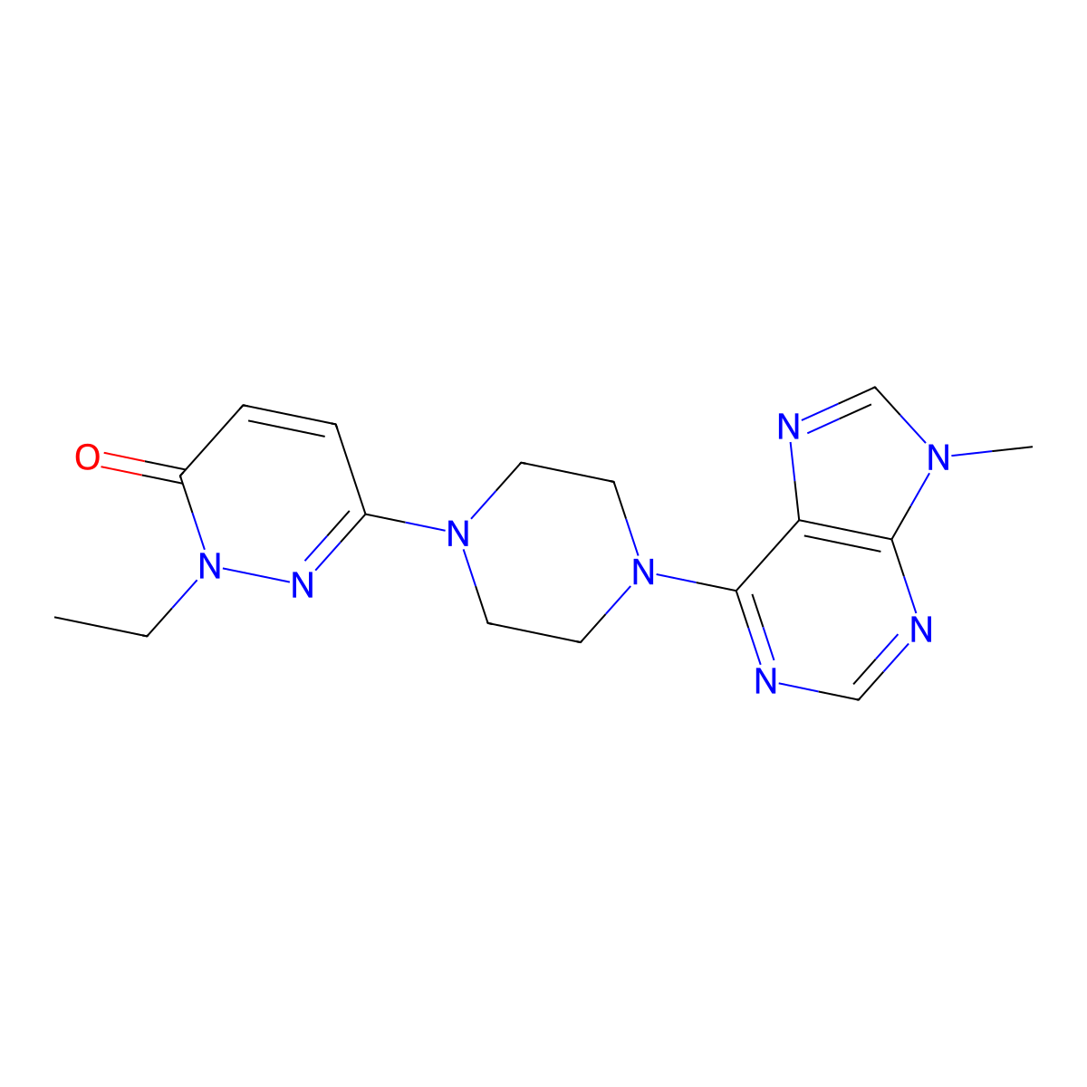 2-ethyl-6-[4-(9-methyl-9H-purin-6-yl)piperazin-1-yl]-2,3-dihydropyridazin-3-one molecular structure, CAS 2770619-11-7