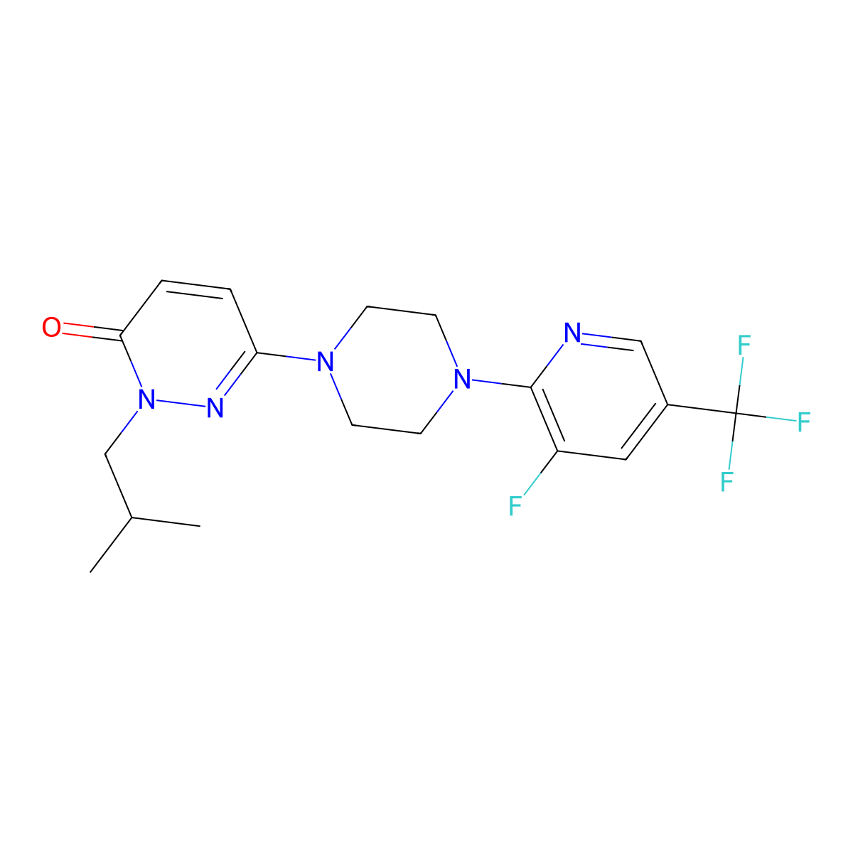6-{4-[3-Fluoro-5-(trifluoromethyl)pyridin-2-yl]piperazin-1-yl}-2-(2-methylpropyl)-2,3-dihydropyridazin-3-one molecular structure, CAS 2770619-12-8