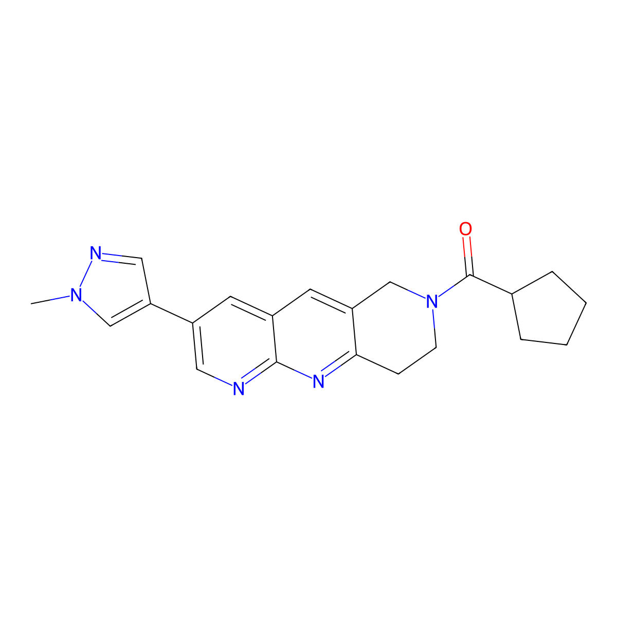 4-{7-cyclopentanecarbonyl-6H,7H,8H,9H-pyrido[2,3-b]1,6-naphthyridin-3-yl}-1-methyl-1H-pyrazole molecular structure, CAS 2770619-19-5