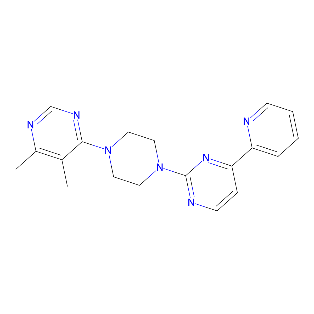 4,5-Dimethyl-6-{4-[4-(pyridin-2-yl)pyrimidin-2-yl]piperazin-1-yl}pyrimidine molecular structure, CAS 2770619-22-0