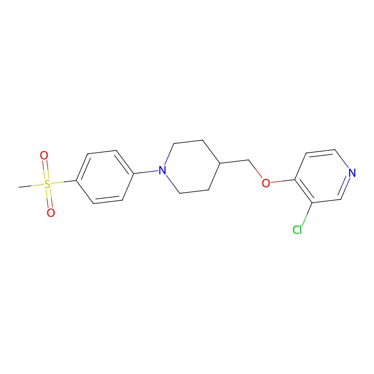 3-Chloro-4-{[1-(4-methanesulfonylphenyl)piperidin-4-yl]methoxy}pyridine molecular structure, CAS 2770619-27-5