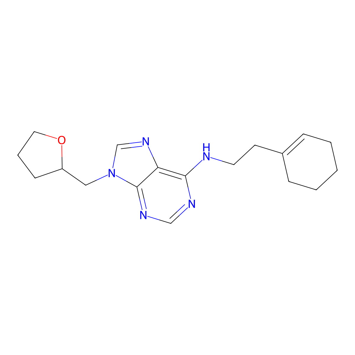 N-[2-(cyclohex-1-en-1-yl)ethyl]-9-[(oxolan-2-yl)methyl]-9H-purin-6-amine molecular structure, CAS 2770619-34-4