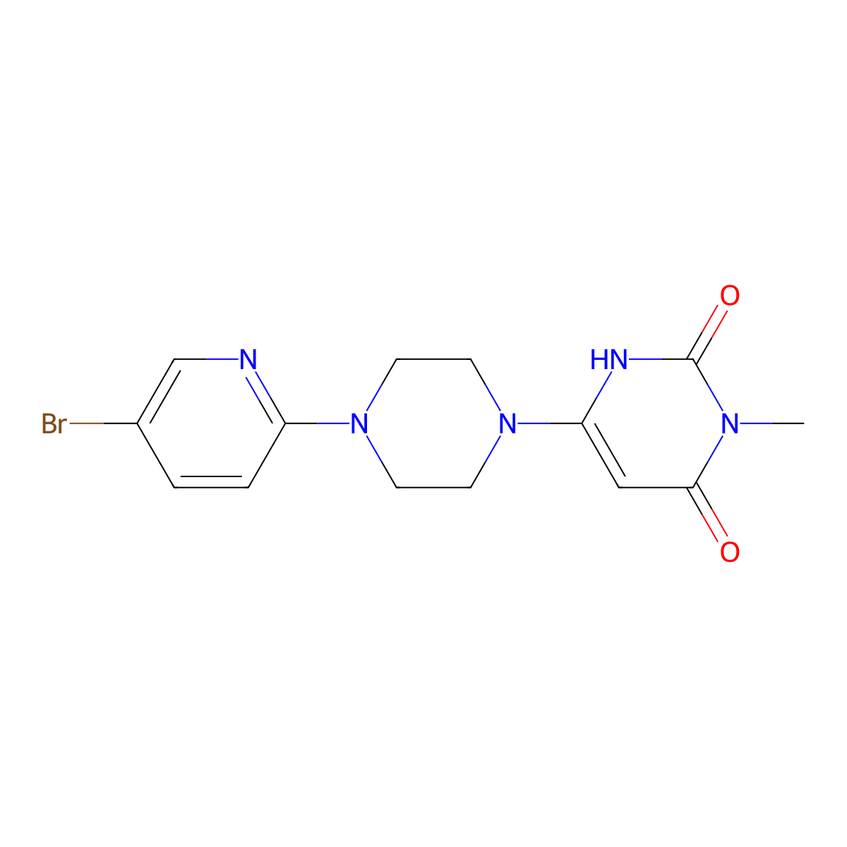 6-[4-(5-Bromopyridin-2-yl)piperazin-1-yl]-3-methyl-1,2,3,4-tetrahydropyrimidine-2,4-dione molecular structure, CAS 2770619-49-1
