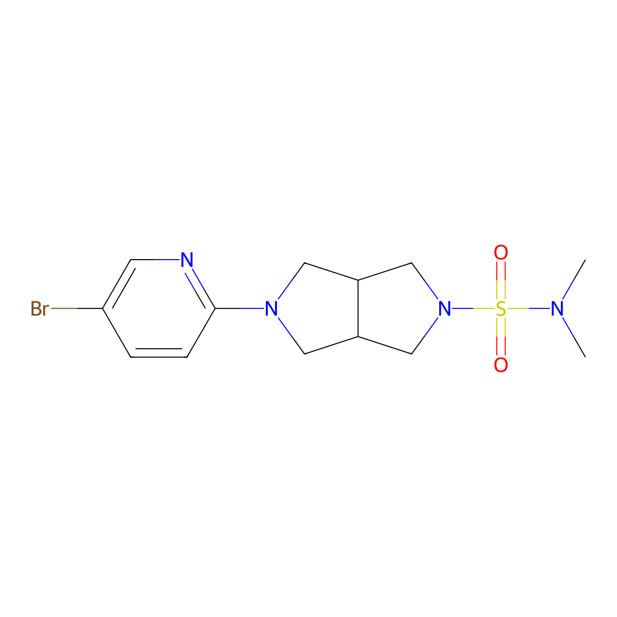 5-(5-bromopyridin-2-yl)-N,N-dimethyl-octahydropyrrolo[3,4-c]pyrrole-2-sulfonamide molecular structure, CAS 2770619-50-4