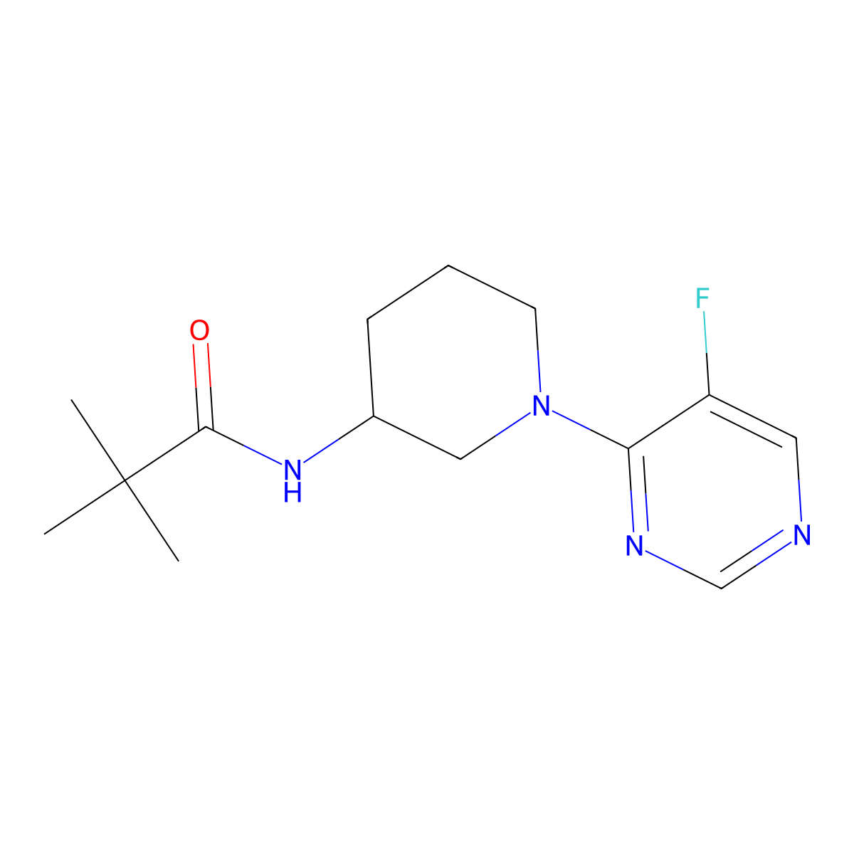 N-[1-(5-fluoropyrimidin-4-yl)piperidin-3-yl]-2,2-dimethylpropanamide molecular structure, CAS 2770619-52-6