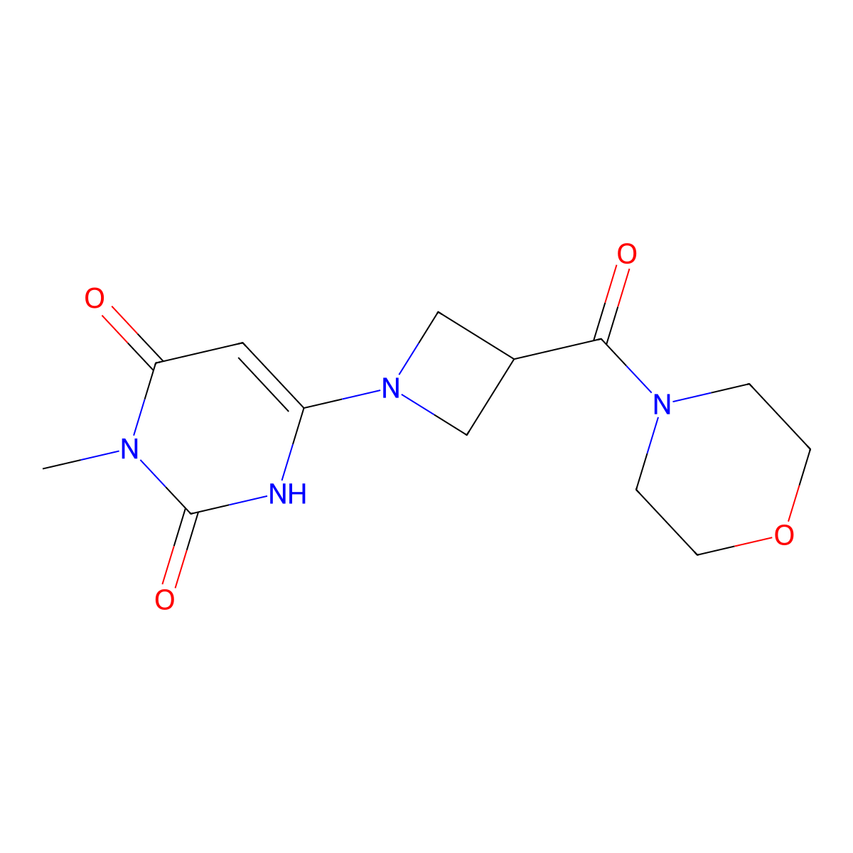 3-Methyl-6-[3-(morpholine-4-carbonyl)azetidin-1-yl]-1,2,3,4-tetrahydropyrimidine-2,4-dione molecular structure, CAS 2770619-57-1