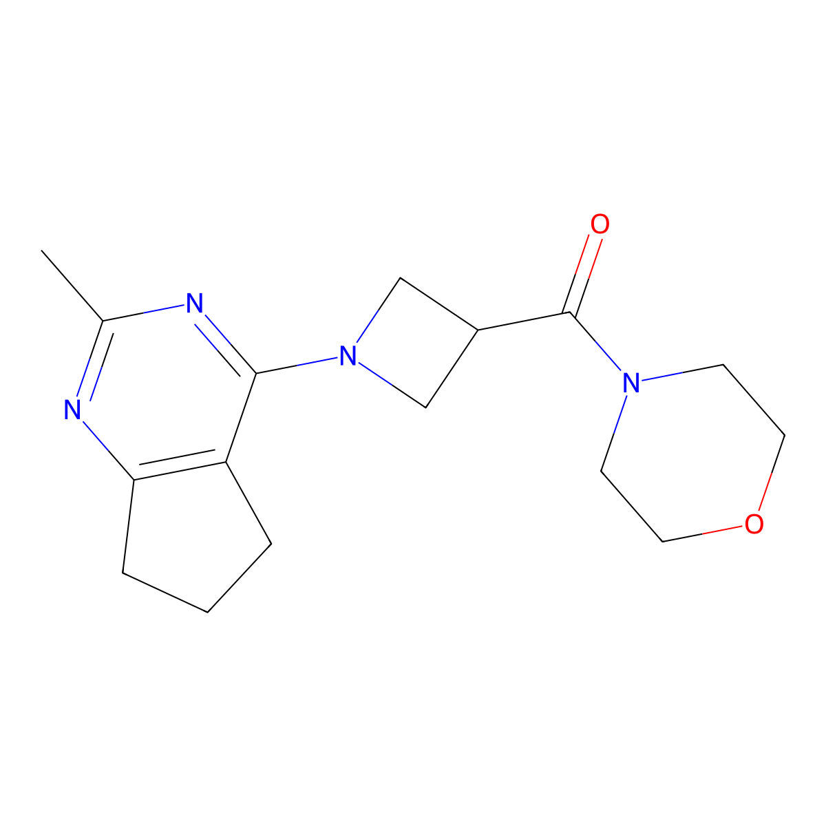 4-(1-{2-methyl-5H,6H,7H-cyclopenta[d]pyrimidin-4-yl}azetidine-3-carbonyl)morpholine molecular structure, CAS 2770619-61-7