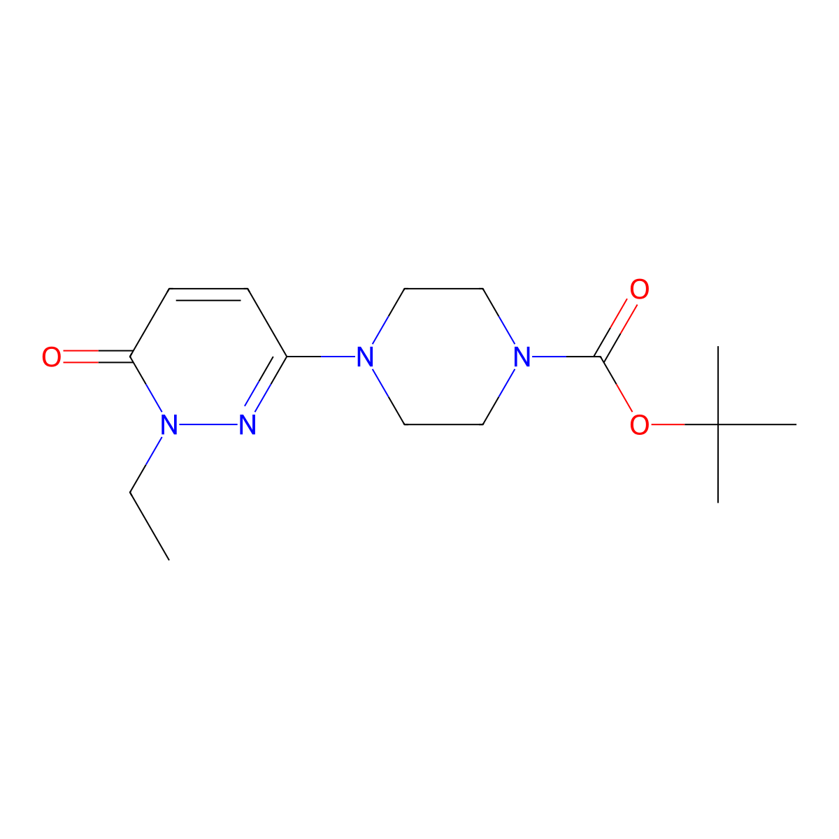 Tert-butyl 4-(1-ethyl-6-oxo-1,6-dihydropyridazin-3-yl)piperazine-1-carboxylate molecular structure, CAS 2770619-73-1