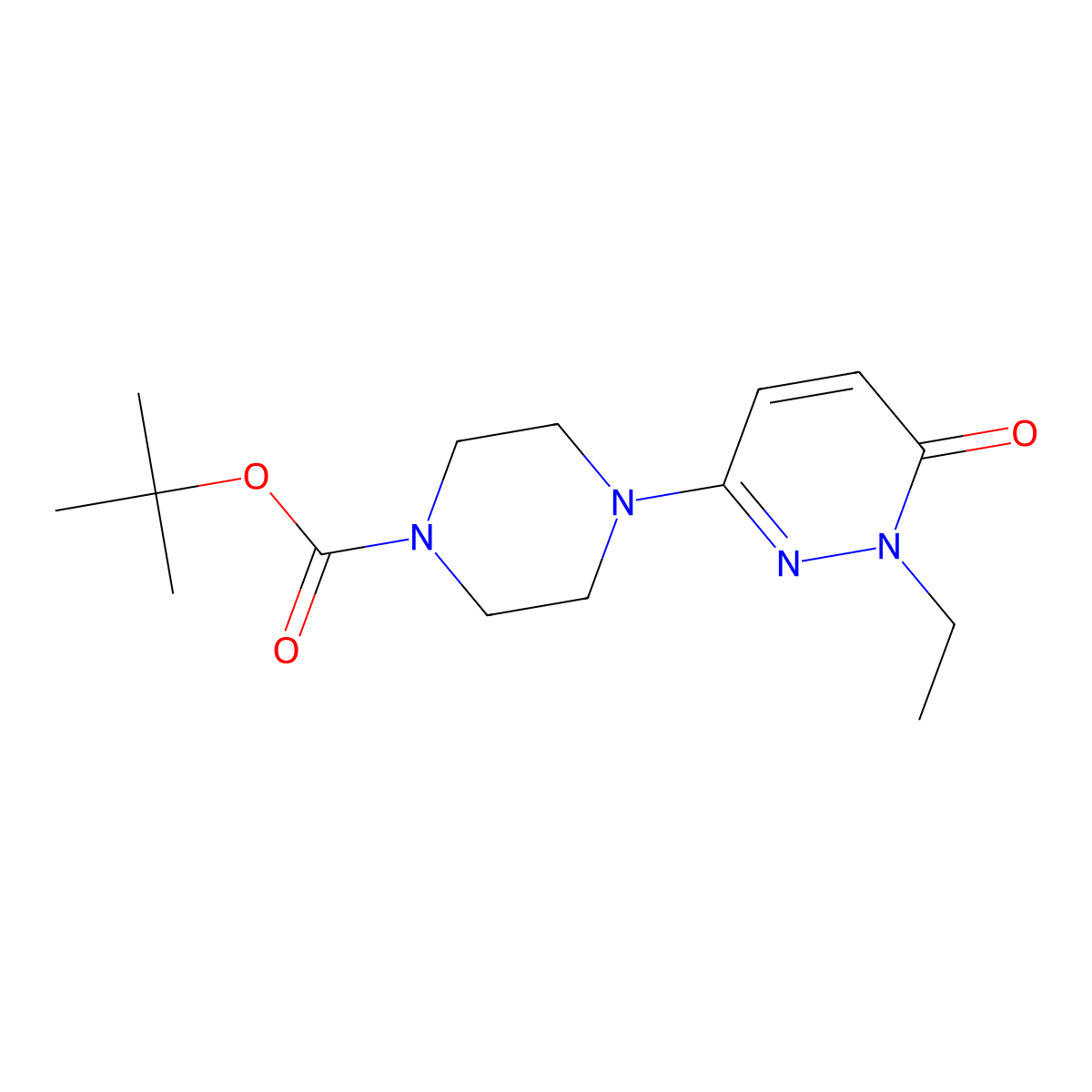 Tert-butyl 4-(1-ethyl-6-oxo-1,6-dihydropyridazin-3-yl)piperazine-1-carboxylate molecular structure, CAS 2770619-73-1