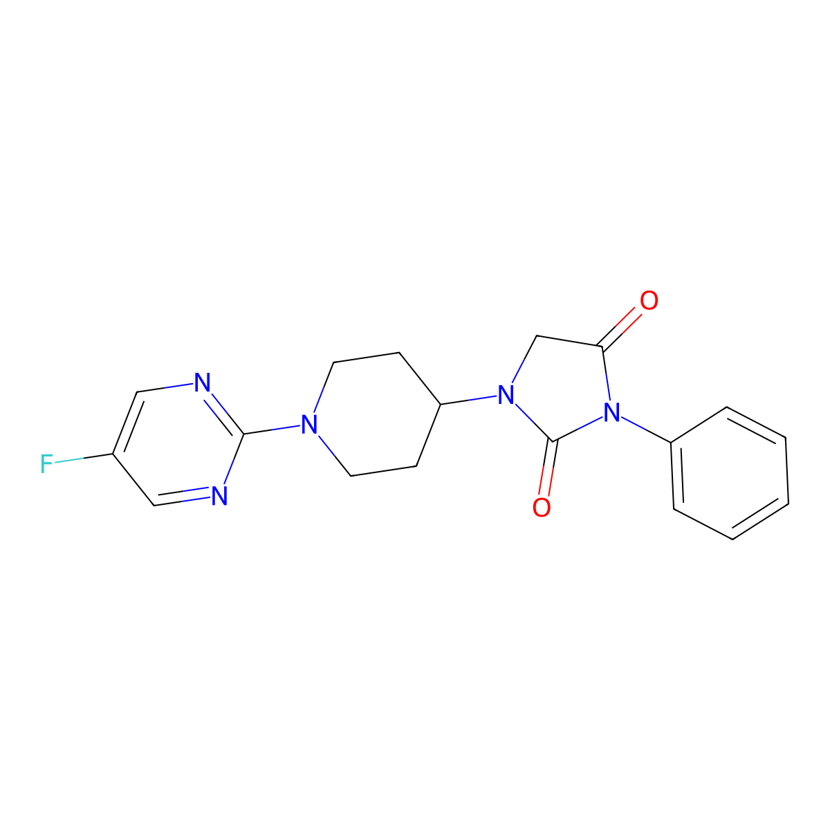 1-[1-(5-Fluoropyrimidin-2-yl)piperidin-4-yl]-3-phenylimidazolidine-2,4-dione molecular structure, CAS 2770619-75-3