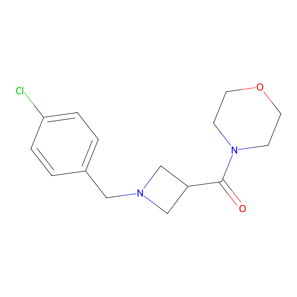 4-{1-[(4-Chlorophenyl)methyl]azetidine-3-carbonyl}morpholine molecular structure, CAS 2770619-79-7