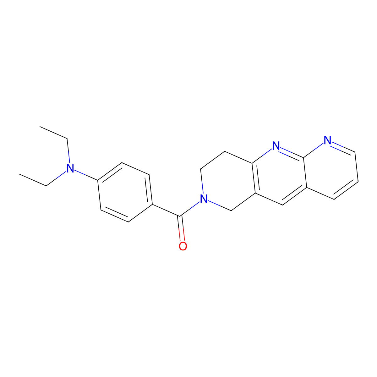 N,N-diethyl-4-{6H,7H,8H,9H-pyrido[2,3-b]1,6-naphthyridine-7-carbonyl}aniline molecular structure, CAS 2770619-80-0
