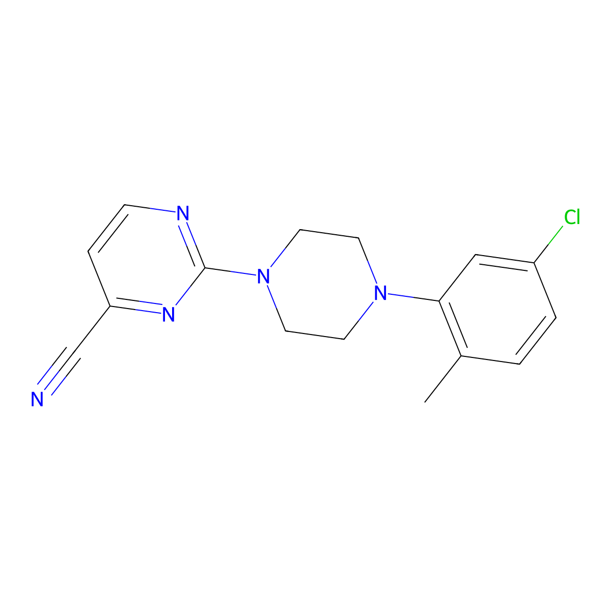 2-[4-(5-Chloro-2-methylphenyl)piperazin-1-yl]pyrimidine-4-carbonitrile molecular structure, CAS 2770619-82-2