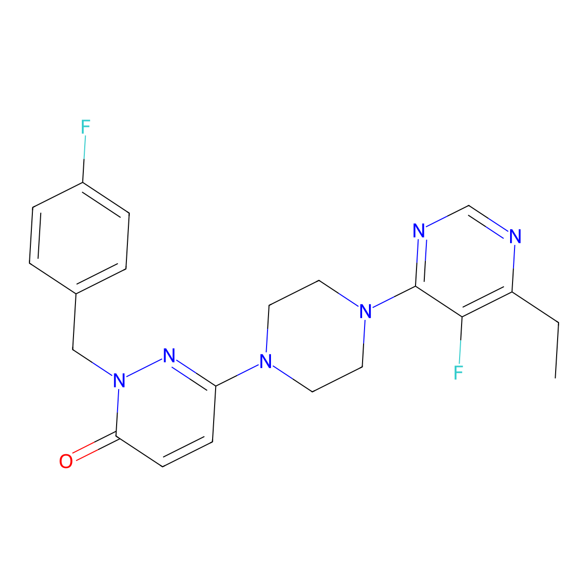6-[4-(6-Ethyl-5-fluoropyrimidin-4-yl)piperazin-1-yl]-2-[(4-fluorophenyl)methyl]-2,3-dihydropyridazin-3-one molecular structure, CAS 2770619-89-9