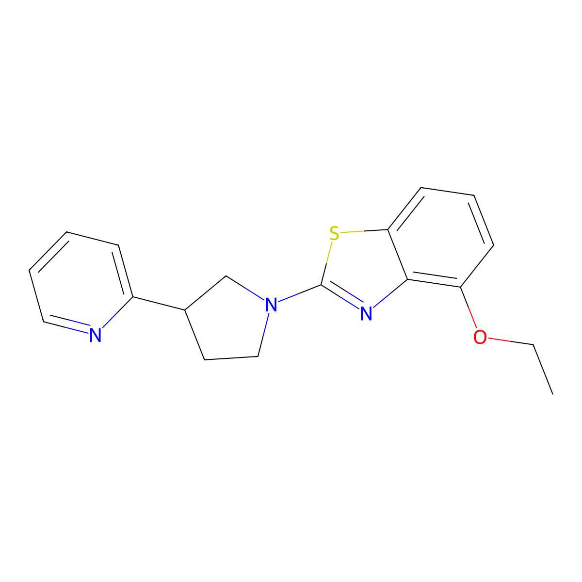 4-Ethoxy-2-[3-(pyridin-2-yl)pyrrolidin-1-yl]-1,3-benzothiazole molecular structure, CAS 2770619-93-5
