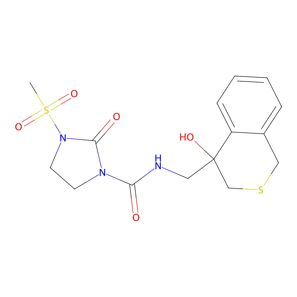 N-[(4-hydroxy-3,4-dihydro-1H-2-benzothiopyran-4-yl)methyl]-3-methanesulfonyl-2-oxoimidazolidine-1-carboxamide molecular structure, CAS 2770620-00-1