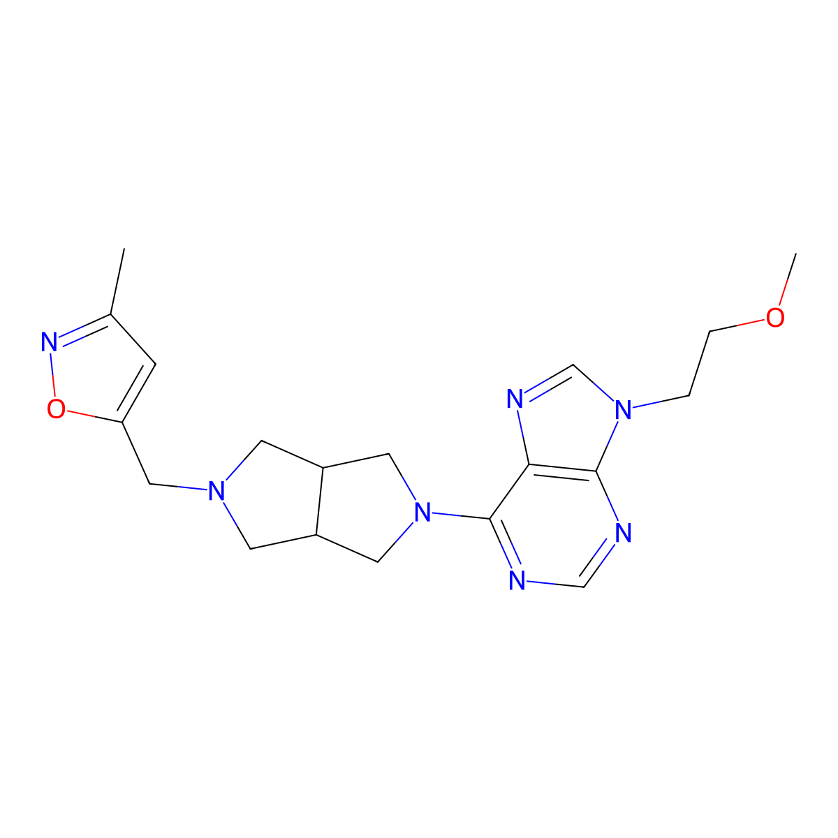 9-(2-methoxyethyl)-6-{5-[(3-methyl-1,2-oxazol-5-yl)methyl]-octahydropyrrolo[3,4-c]pyrrol-2-yl}-9H-purine molecular structure, CAS 2770620-01-2