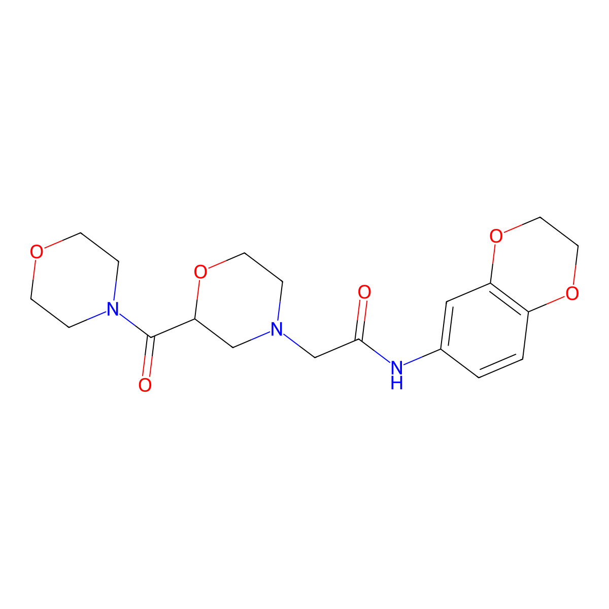 N-(2,3-dihydro-1,4-benzodioxin-6-yl)-2-[2-(morpholine-4-carbonyl)morpholin-4-yl]acetamide molecular structure, CAS 2770620-05-6