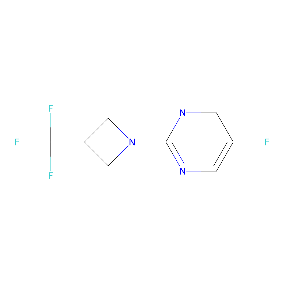 5-Fluoro-2-[3-(trifluoromethyl)azetidin-1-yl]pyrimidine molecular structure, CAS 2770620-08-9