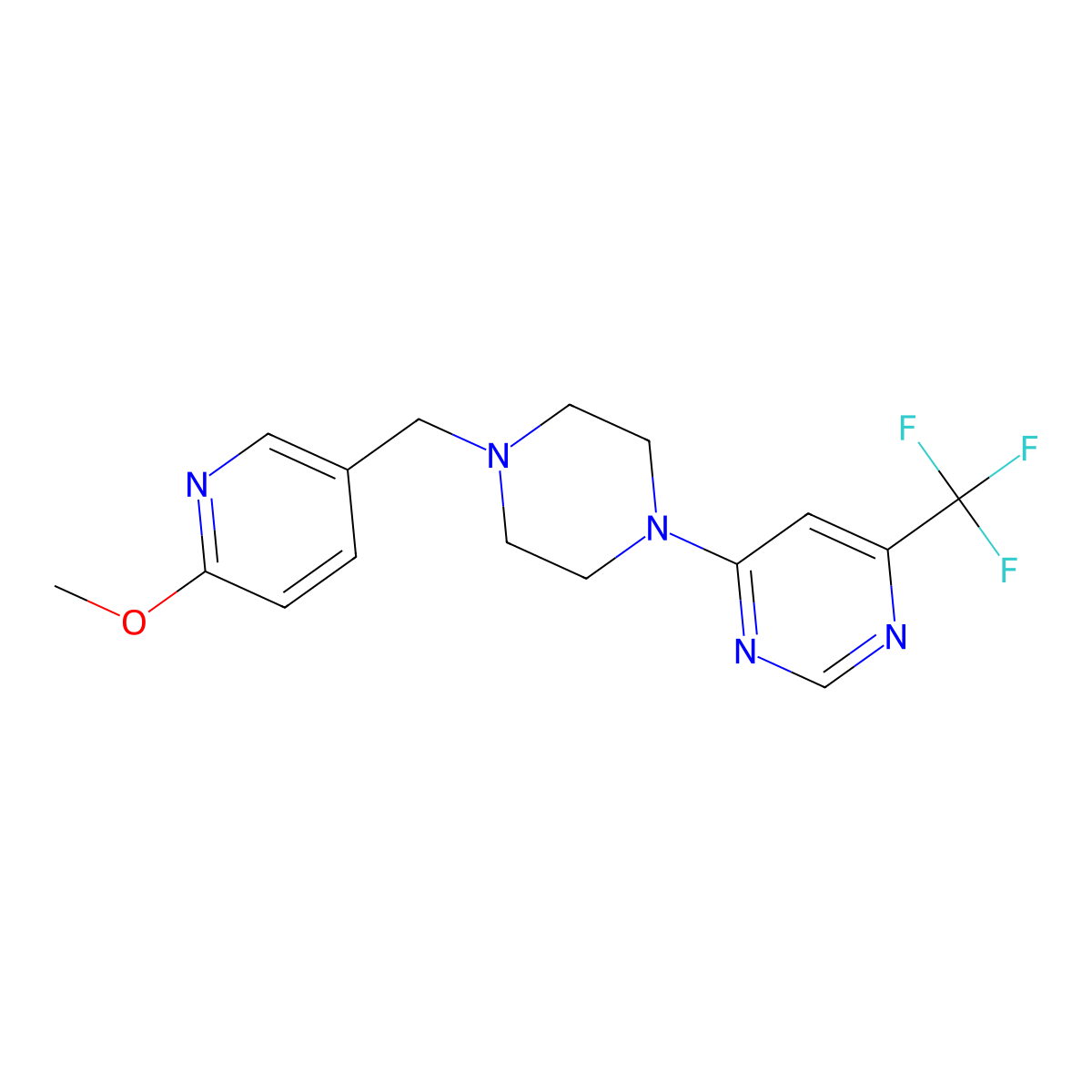 4-{4-[(6-Methoxypyridin-3-yl)methyl]piperazin-1-yl}-6-(trifluoromethyl)pyrimidine molecular structure, CAS 2770620-11-4