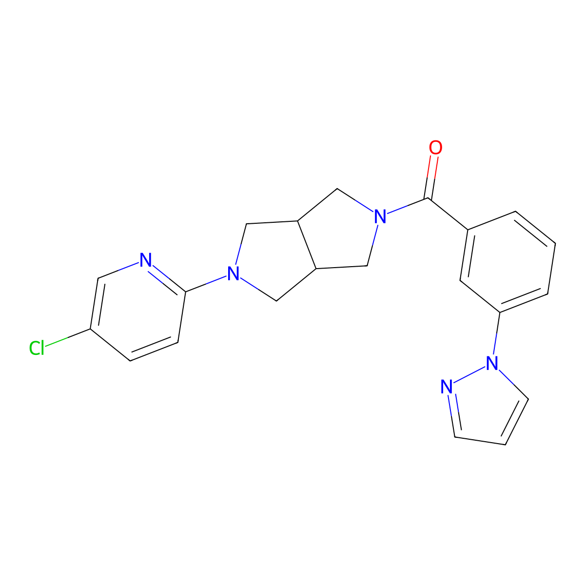 5-chloro-2-{5-[3-(1H-pyrazol-1-yl)benzoyl]-octahydropyrrolo[3,4-c]pyrrol-2-yl}pyridine molecular structure, CAS 2770620-14-7