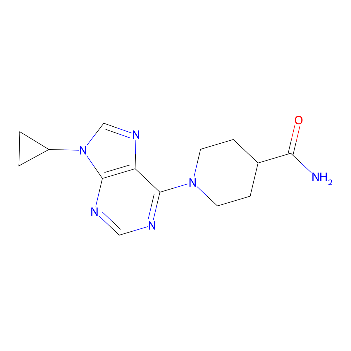 1-(9-cyclopropyl-9H-purin-6-yl)piperidine-4-carboxamide molecular structure, CAS 2770620-20-5