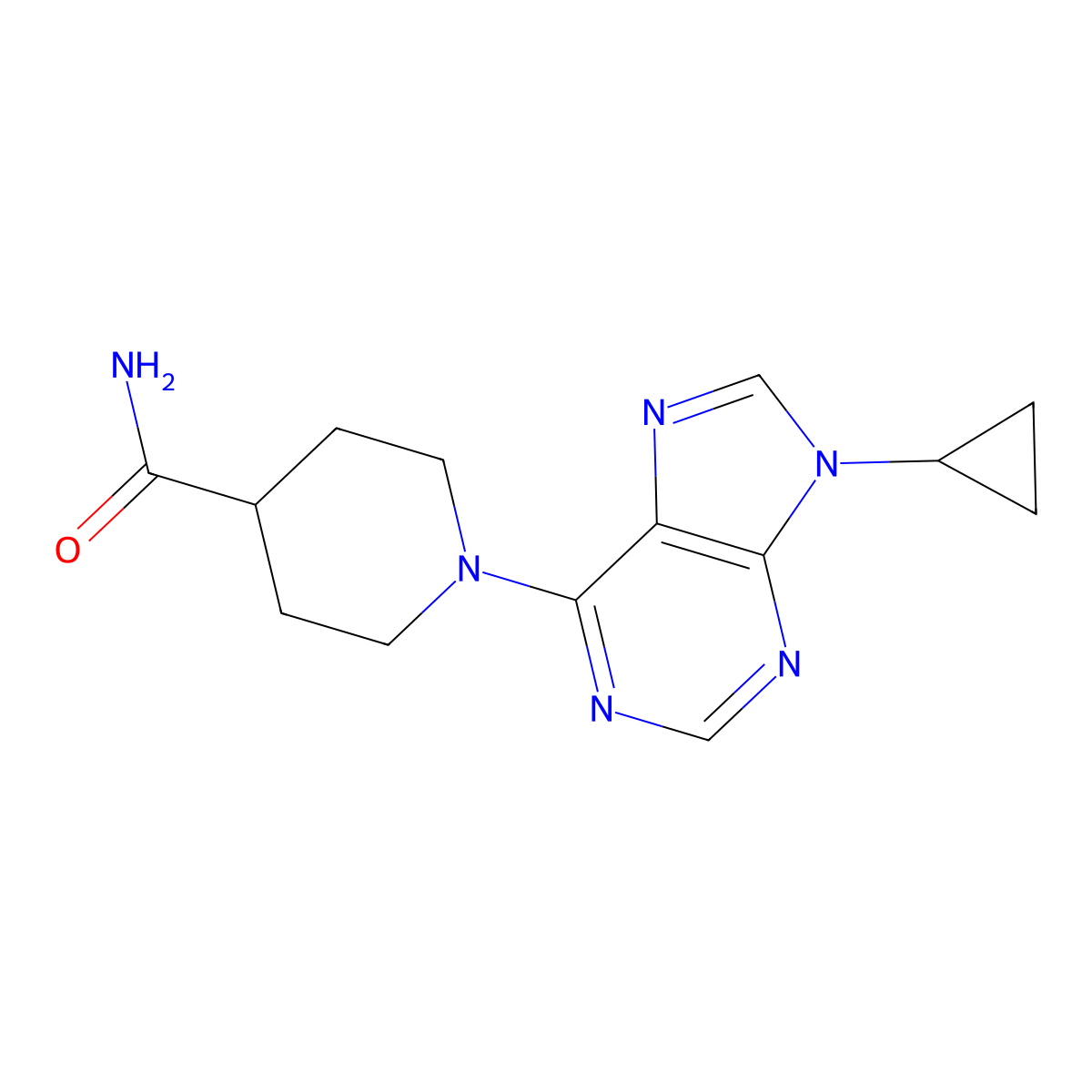 1-(9-cyclopropyl-9H-purin-6-yl)piperidine-4-carboxamide molecular structure, CAS 2770620-20-5