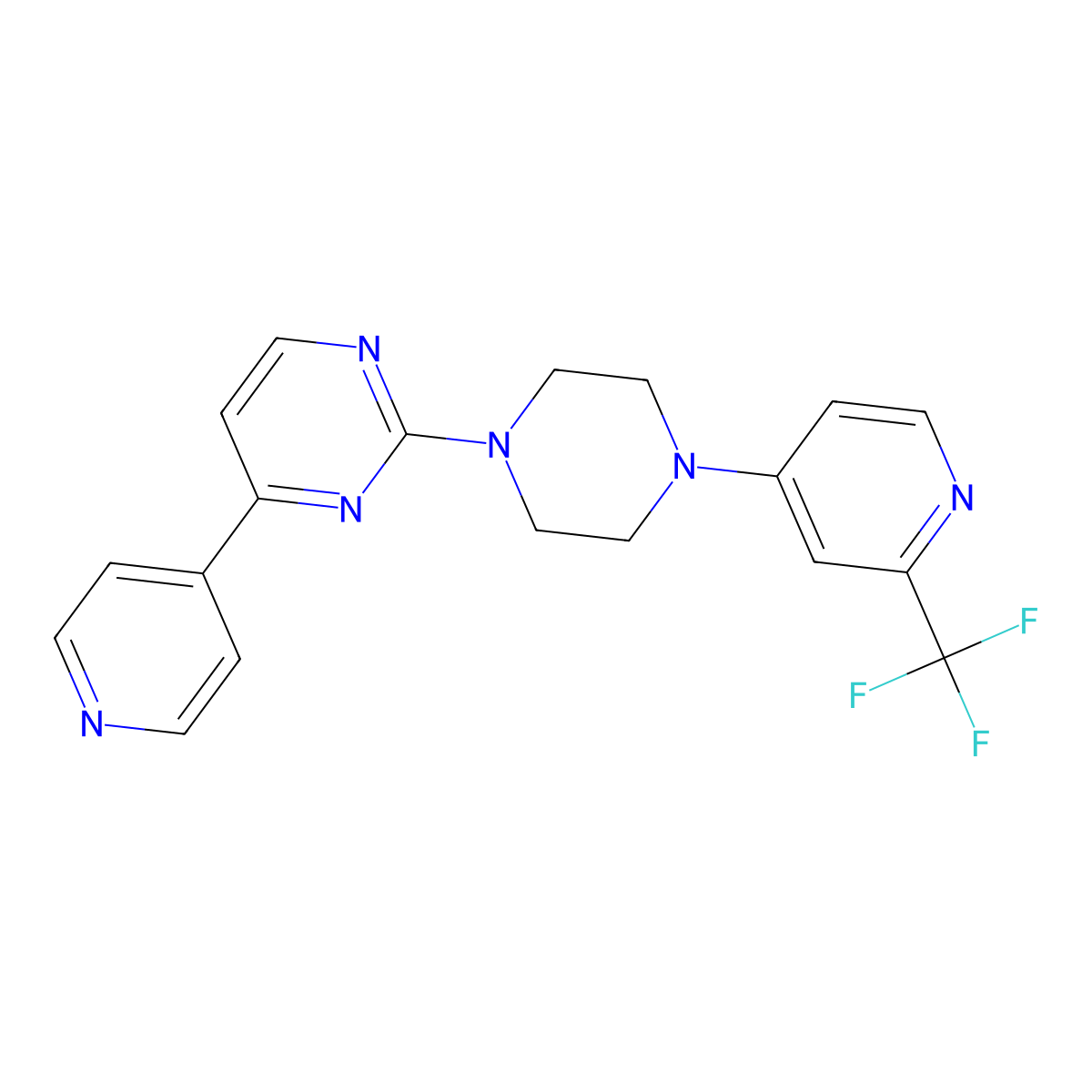 4-(Pyridin-4-yl)-2-{4-[2-(trifluoromethyl)pyridin-4-yl]piperazin-1-yl}pyrimidine molecular structure, CAS 2770620-22-7