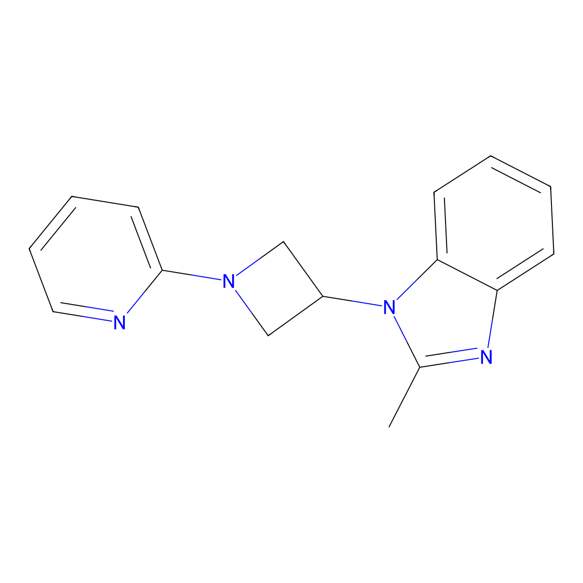 2-methyl-1-[1-(pyridin-2-yl)azetidin-3-yl]-1H-1,3-benzodiazole molecular structure, CAS 2770620-29-4