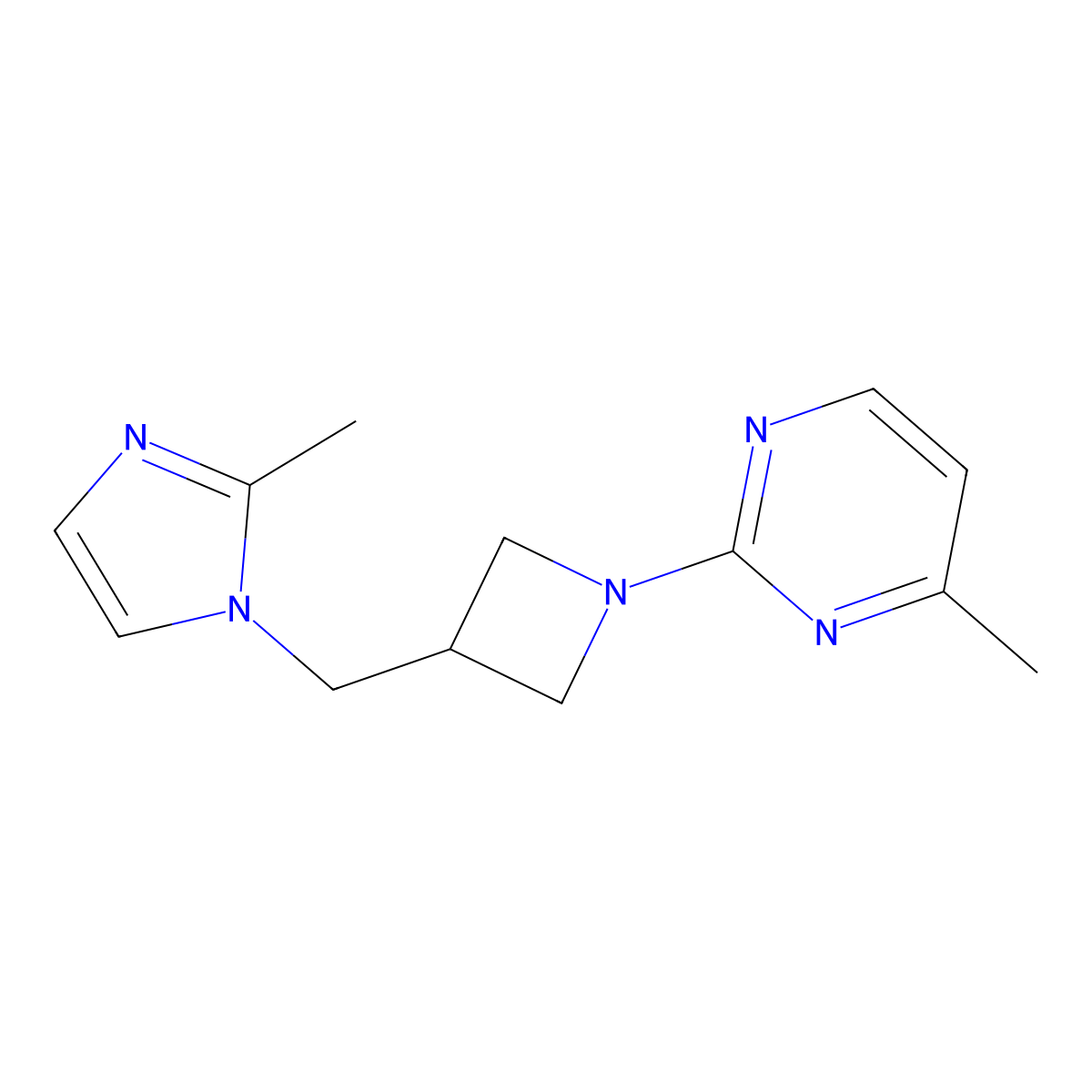 4-methyl-2-{3-[(2-methyl-1H-imidazol-1-yl)methyl]azetidin-1-yl}pyrimidine molecular structure, CAS 2770620-30-7