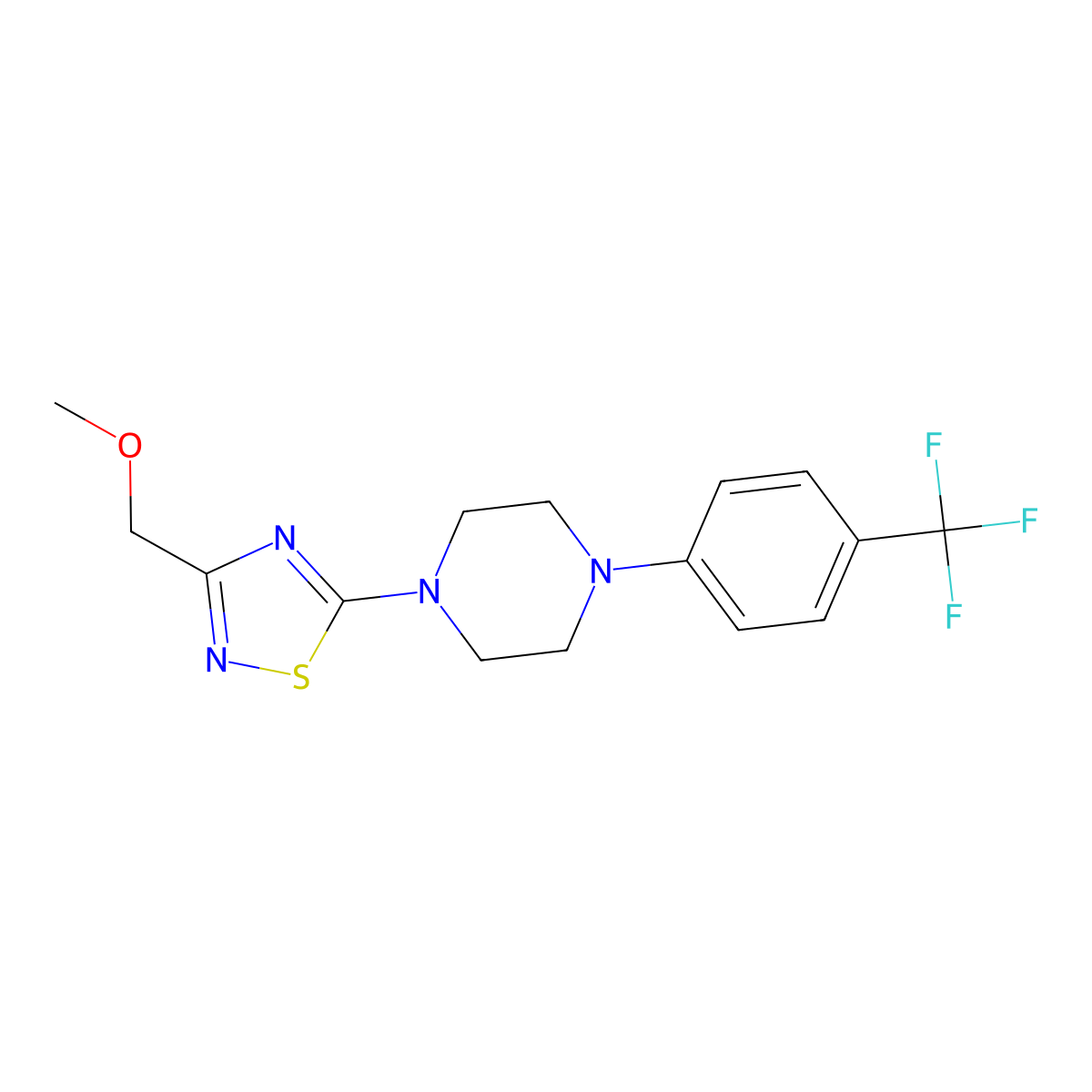 1-[3-(Methoxymethyl)-1,2,4-thiadiazol-5-yl]-4-[4-(trifluoromethyl)phenyl]piperazine molecular structure, CAS 2770620-31-8