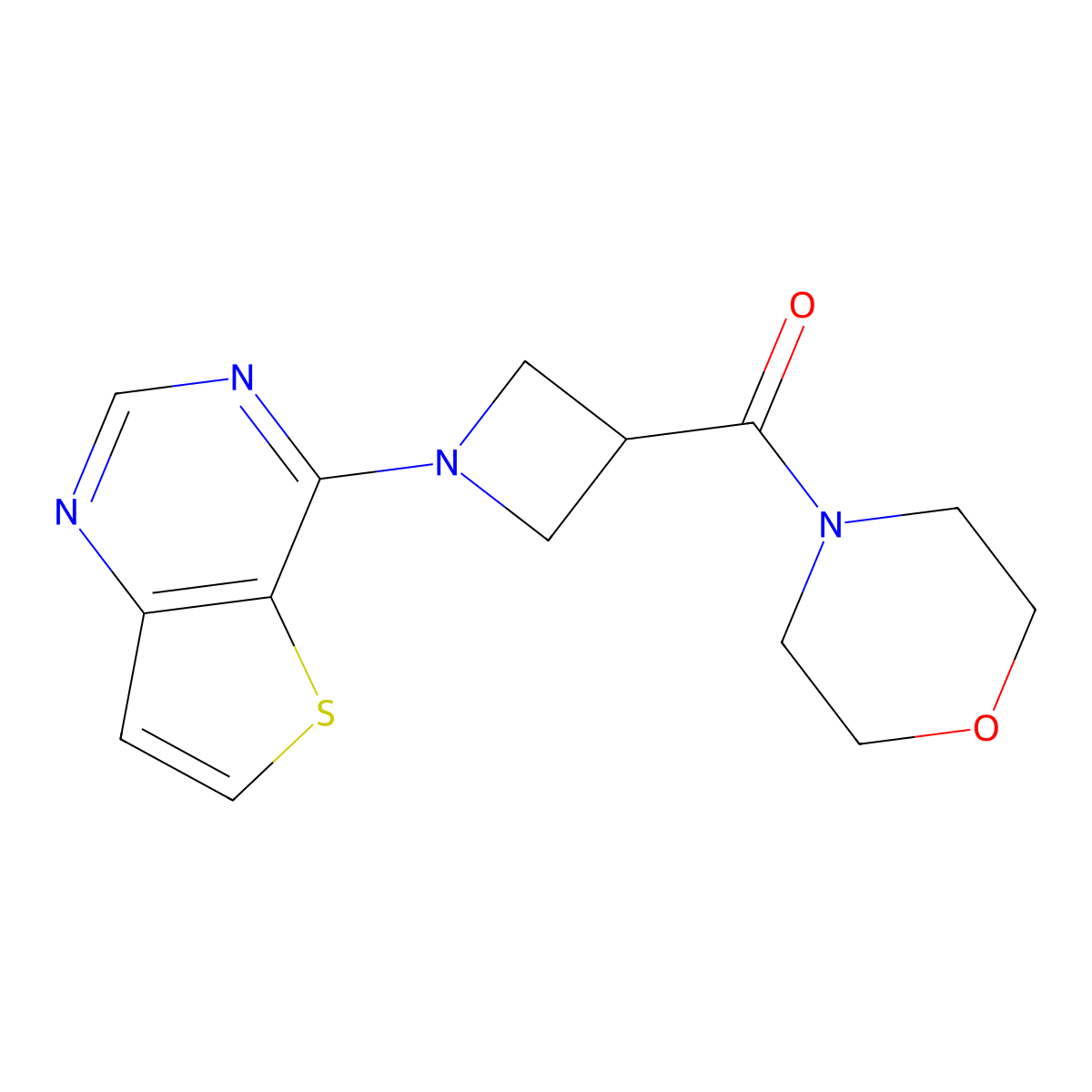 4-(1-{Thieno[3,2-d]pyrimidin-4-yl}azetidine-3-carbonyl)morpholine molecular structure, CAS 2770620-33-0