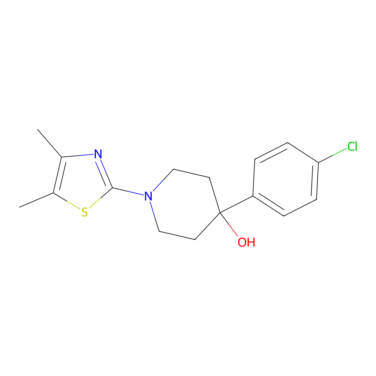 4-(4-Chlorophenyl)-1-(4,5-dimethyl-1,3-thiazol-2-yl)piperidin-4-ol molecular structure, CAS 2770620-34-1