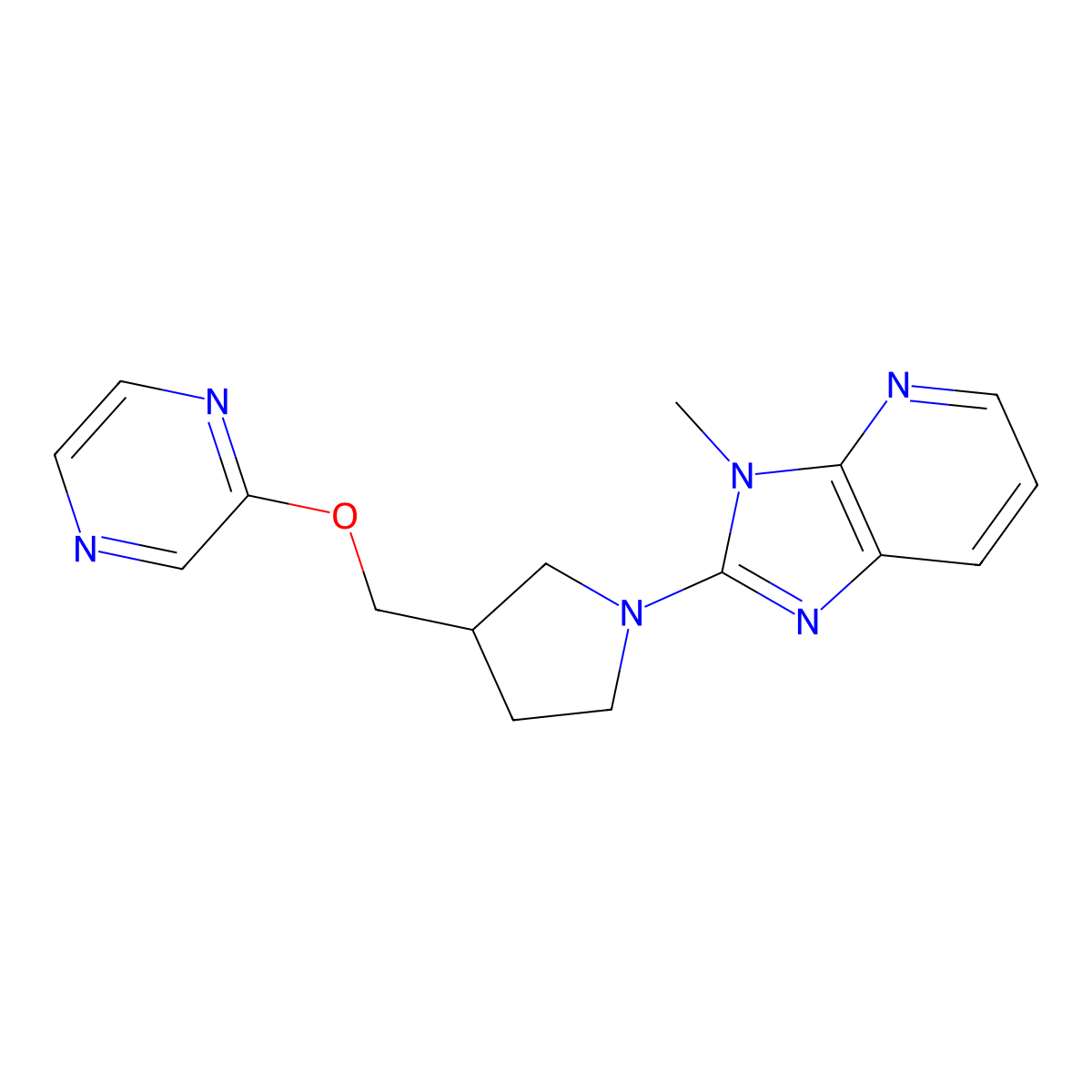 2-[(1-{3-methyl-3H-imidazo[4,5-b]pyridin-2-yl}pyrrolidin-3-yl)methoxy]pyrazine molecular structure, CAS 2770620-39-6