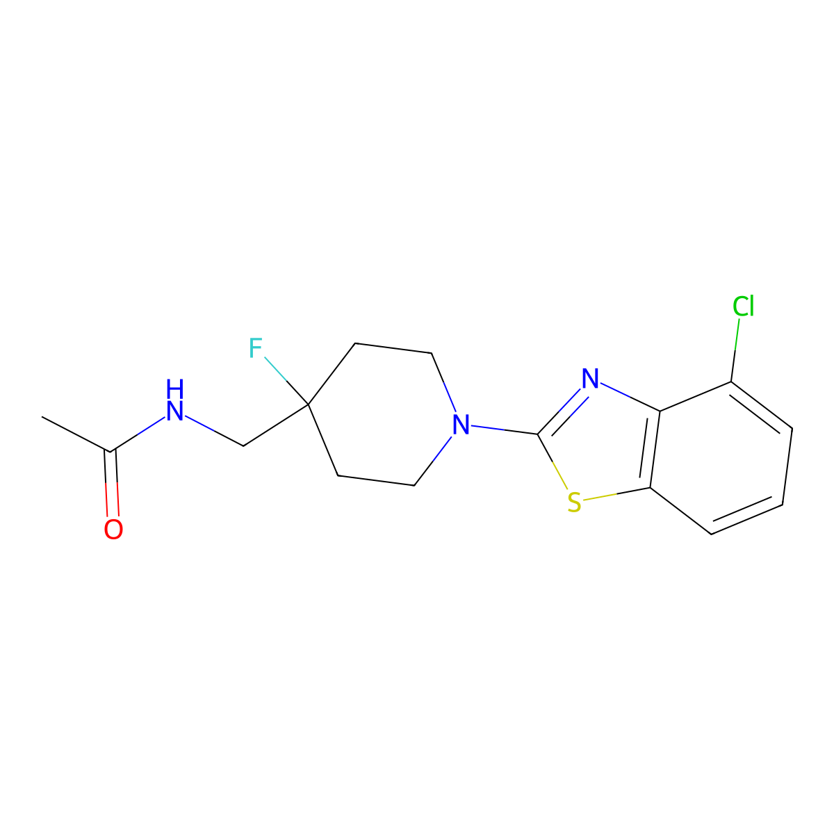 N-{[1-(4-chloro-1,3-benzothiazol-2-yl)-4-fluoropiperidin-4-yl]methyl}acetamide molecular structure, CAS 2770620-40-9