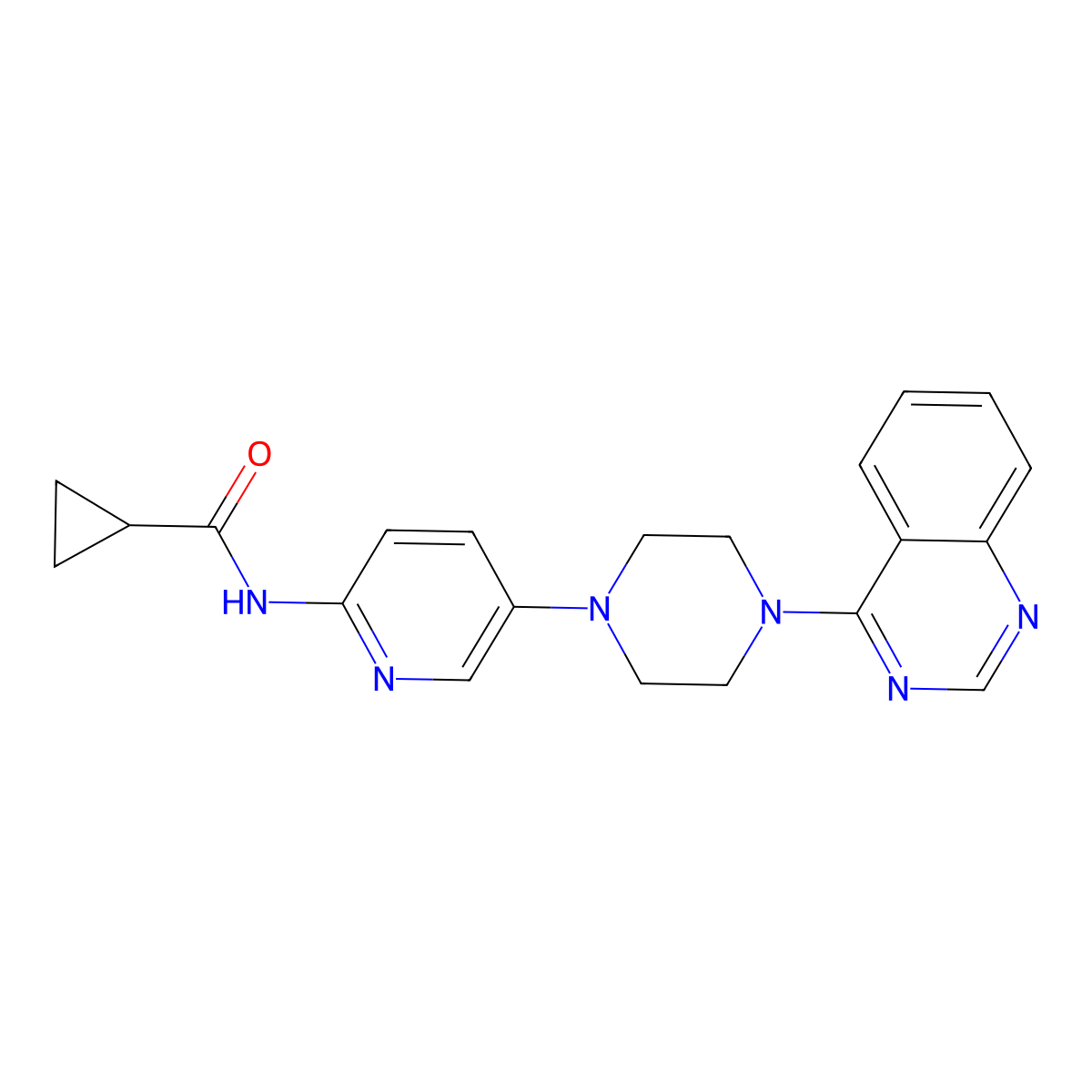 N-{5-[4-(quinazolin-4-yl)piperazin-1-yl]pyridin-2-yl}cyclopropanecarboxamide molecular structure, CAS 2770620-41-0