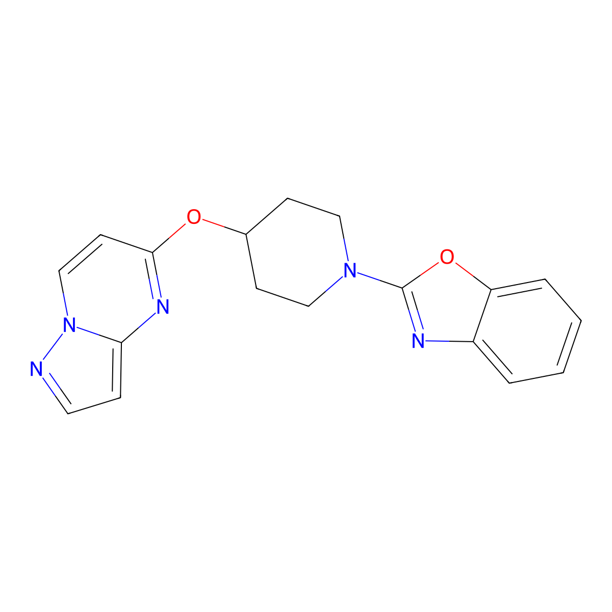 2-(4-{Pyrazolo[1,5-a]pyrimidin-5-yloxy}piperidin-1-yl)-1,3-benzoxazole molecular structure, CAS 2770620-44-3