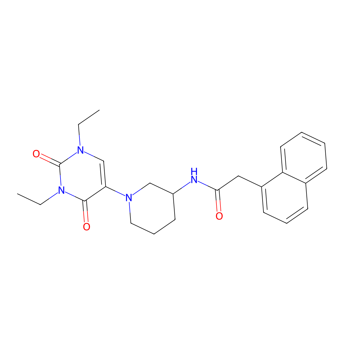 N-[1-(1,3-diethyl-2,4-dioxo-1,2,3,4-tetrahydropyrimidin-5-yl)piperidin-3-yl]-2-(naphthalen-1-yl)acetamide molecular structure, CAS 2770620-46-5
