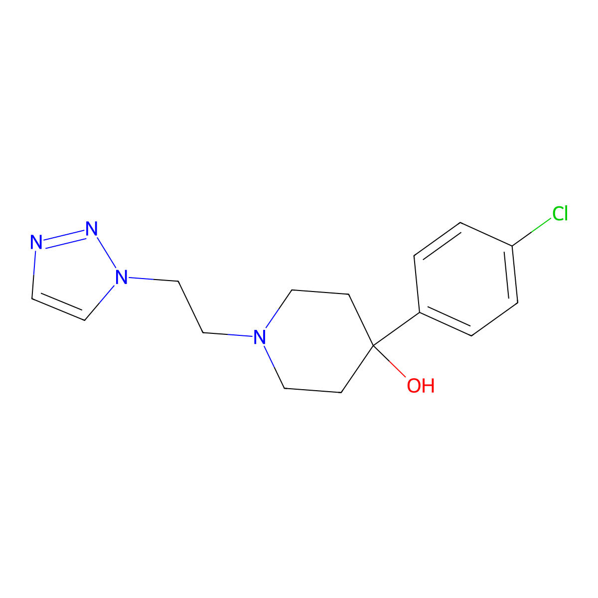 4-(4-chlorophenyl)-1-[2-(1H-1,2,3-triazol-1-yl)ethyl]piperidin-4-ol molecular structure, CAS 2770620-47-6