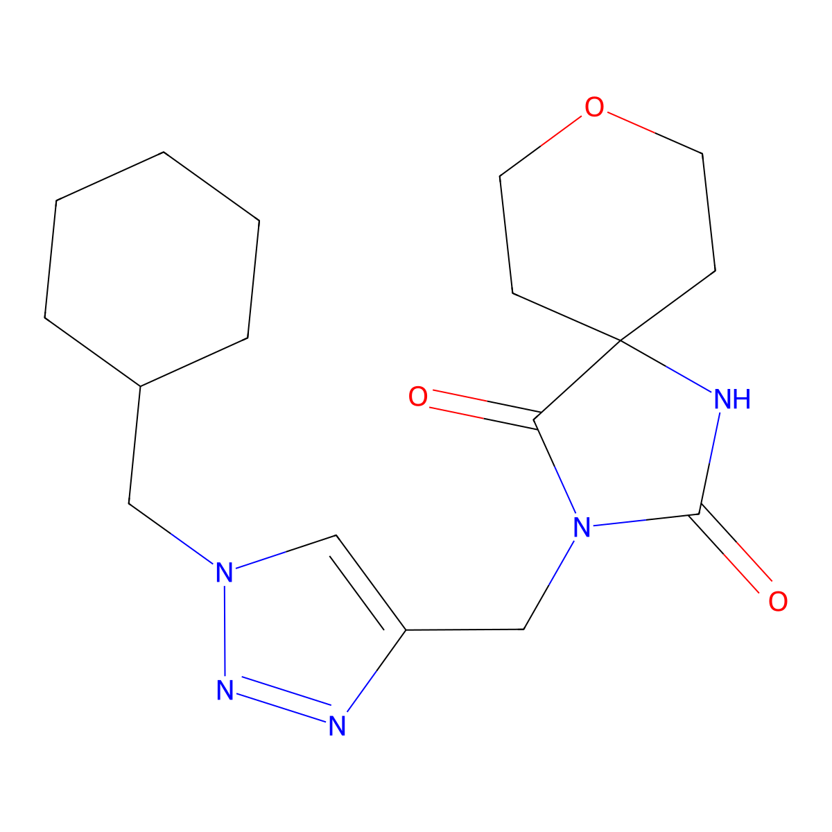 3-[[1-(Cyclohexylmethyl)triazol-4-yl]methyl]-8-oxa-1,3-diazaspiro[4.5]decane-2,4-dione molecular structure, CAS 2770620-48-7