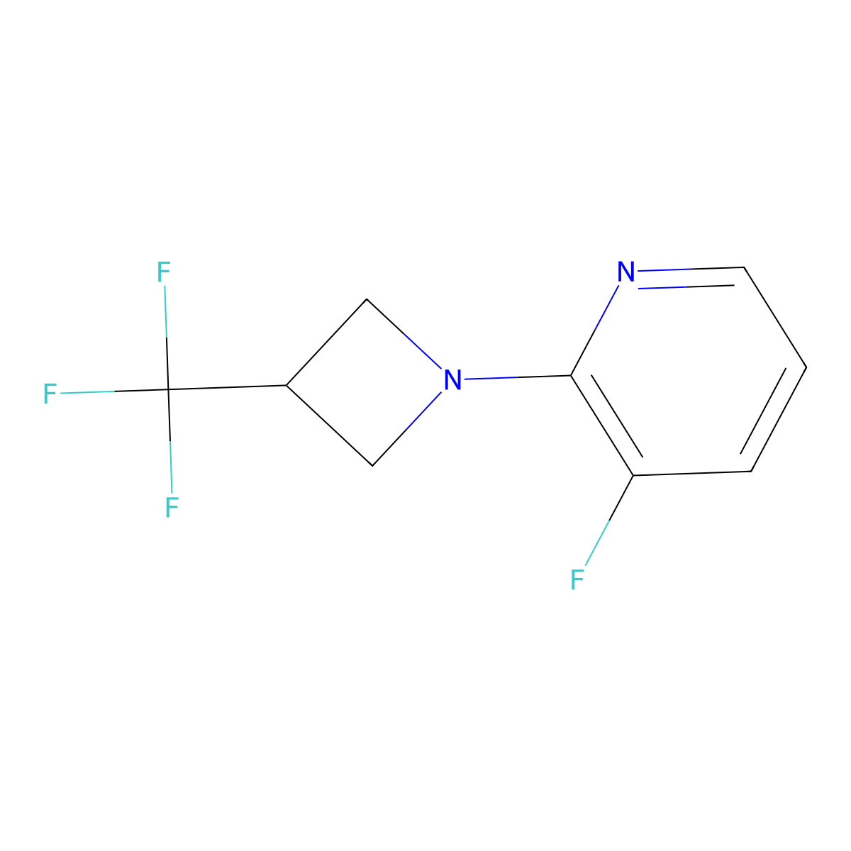 3-Fluoro-2-[3-(trifluoromethyl)azetidin-1-yl]pyridine molecular structure, CAS 2770620-50-1