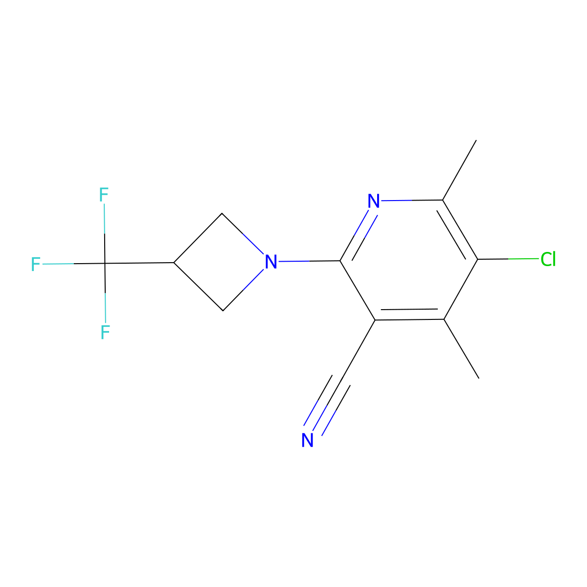 5-Chloro-4,6-dimethyl-2-[3-(trifluoromethyl)azetidin-1-yl]pyridine-3-carbonitrile molecular structure, CAS 2770620-53-4