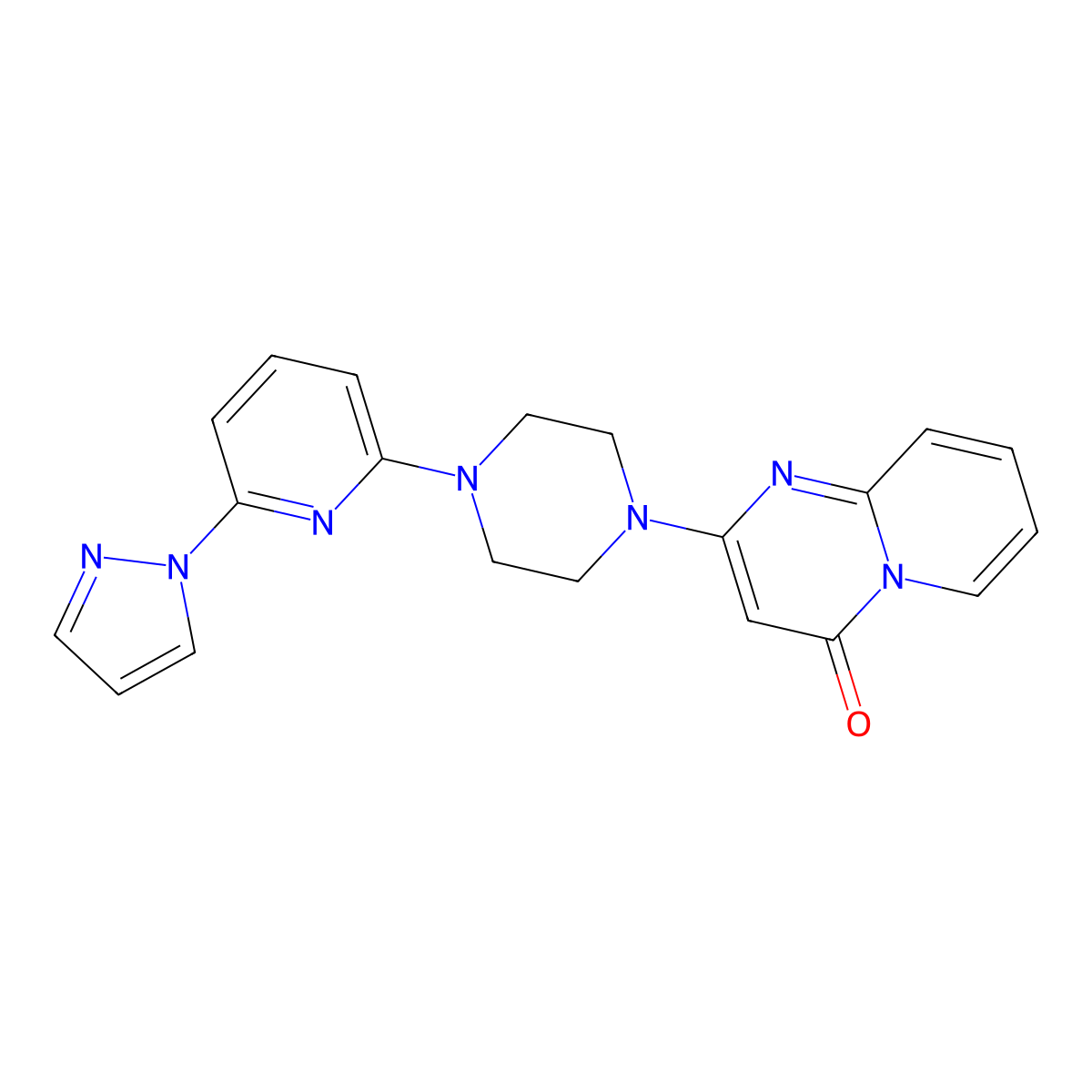 2-{4-[6-(1H-pyrazol-1-yl)pyridin-2-yl]piperazin-1-yl}-4H-pyrido[1,2-a]pyrimidin-4-one molecular structure, CAS 2770620-63-6