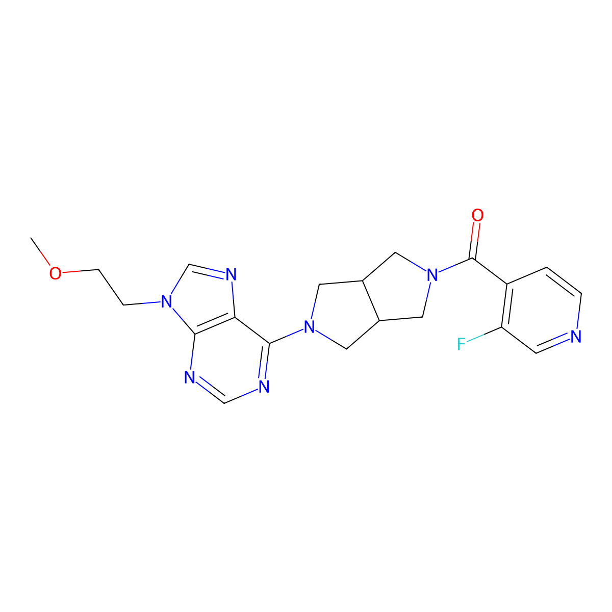 6-[5-(3-fluoropyridine-4-carbonyl)-octahydropyrrolo[3,4-c]pyrrol-2-yl]-9-(2-methoxyethyl)-9H-purine molecular structure, CAS 2770620-67-0