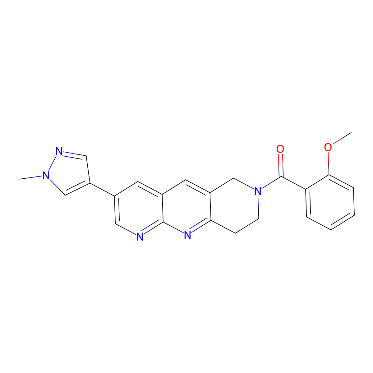 4-[7-(2-methoxybenzoyl)-6H,7H,8H,9H-pyrido[2,3-b]1,6-naphthyridin-3-yl]-1-methyl-1H-pyrazole molecular structure, CAS 2770620-68-1