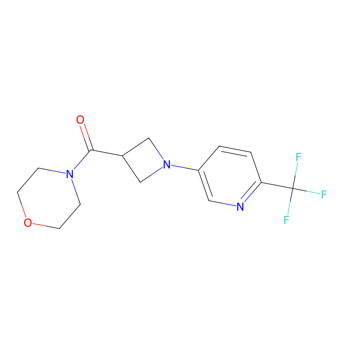 4-{1-[6-(Trifluoromethyl)pyridin-3-yl]azetidine-3-carbonyl}morpholine molecular structure, CAS 2770620-69-2