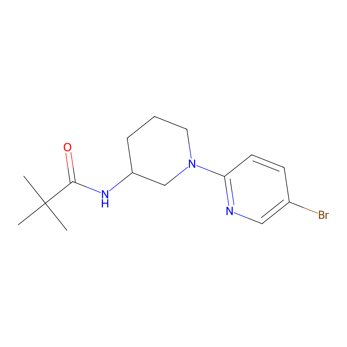 N-[1-(5-bromopyridin-2-yl)piperidin-3-yl]-2,2-dimethylpropanamide molecular structure, CAS 2770620-71-6